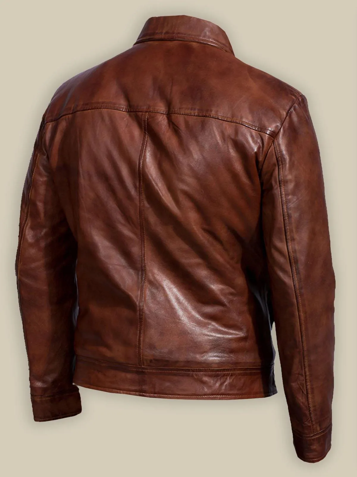 Men's Reddish Brown Faux Leather Jacket