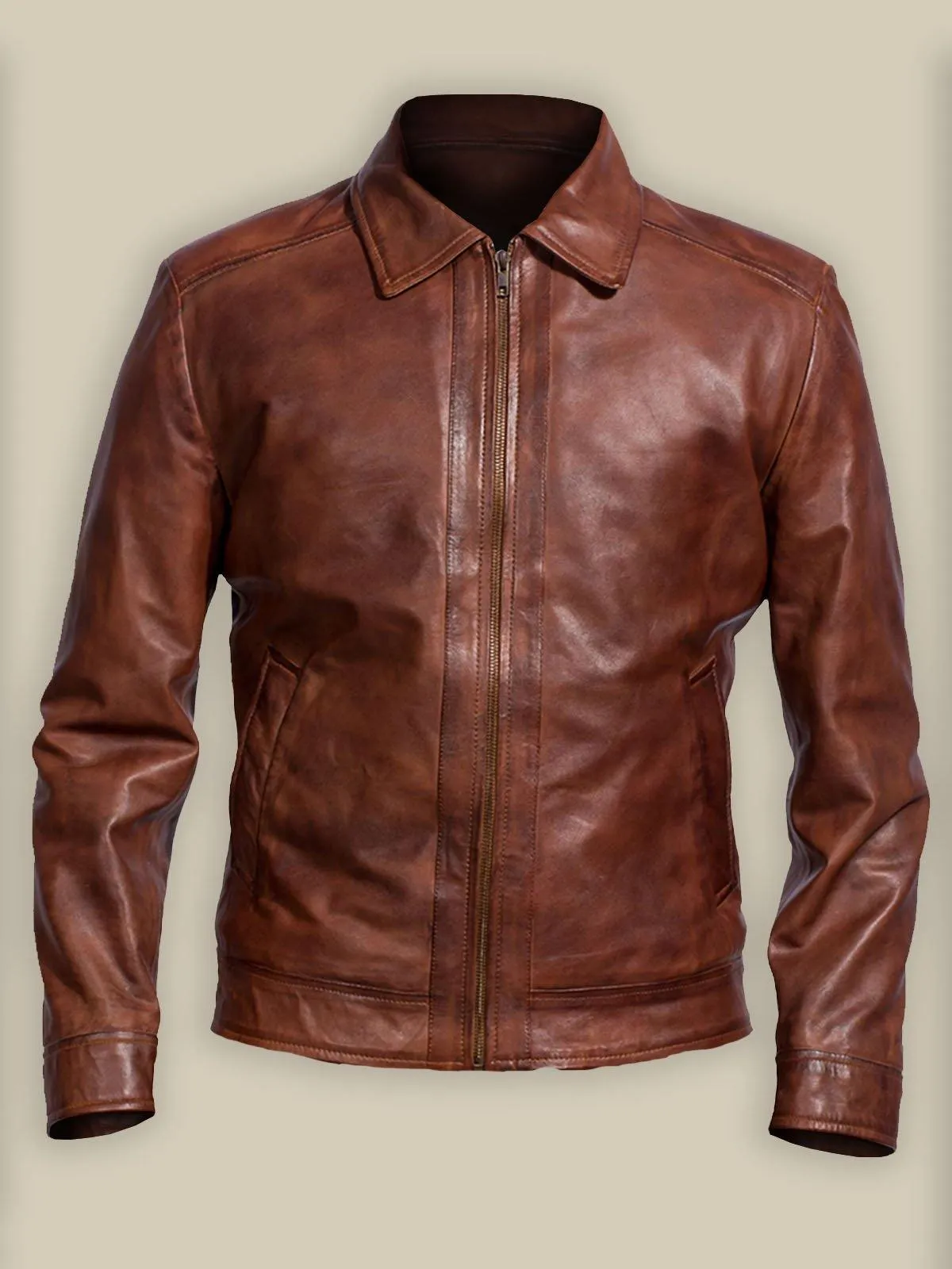 Men's Reddish Brown Faux Leather Jacket