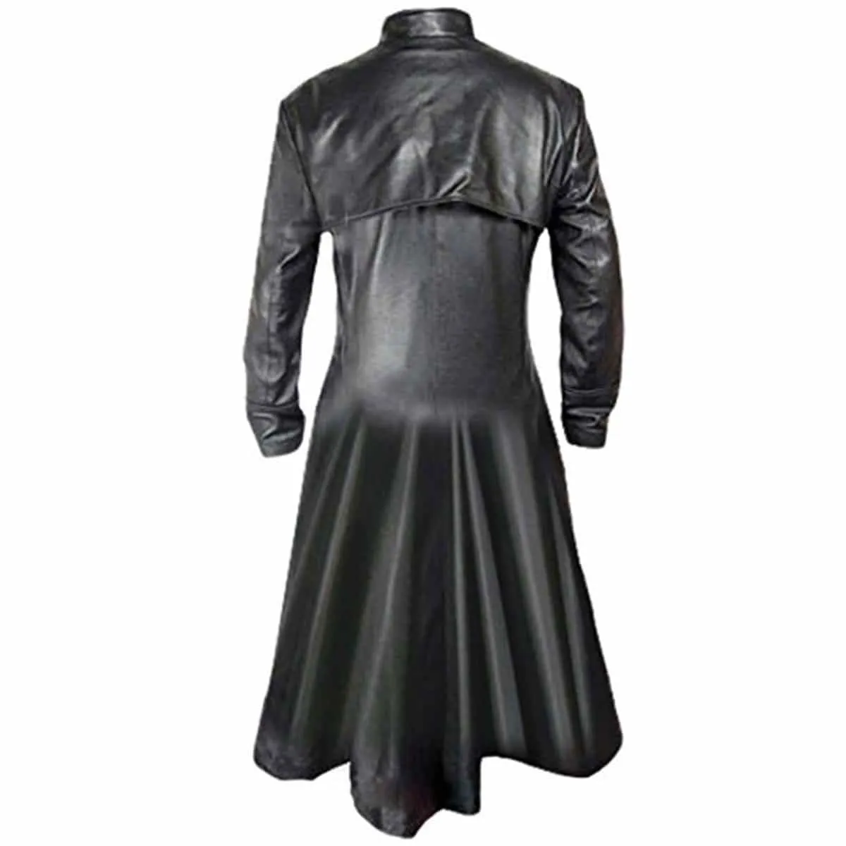 Mens Trench Coat Black Leather Goth Matrix Steampunk Gothic Van Helsing (T3-BLK)