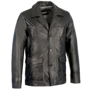 Milwaukee Leather SFM1870  Men's Black Button Front  Leather Car Coat