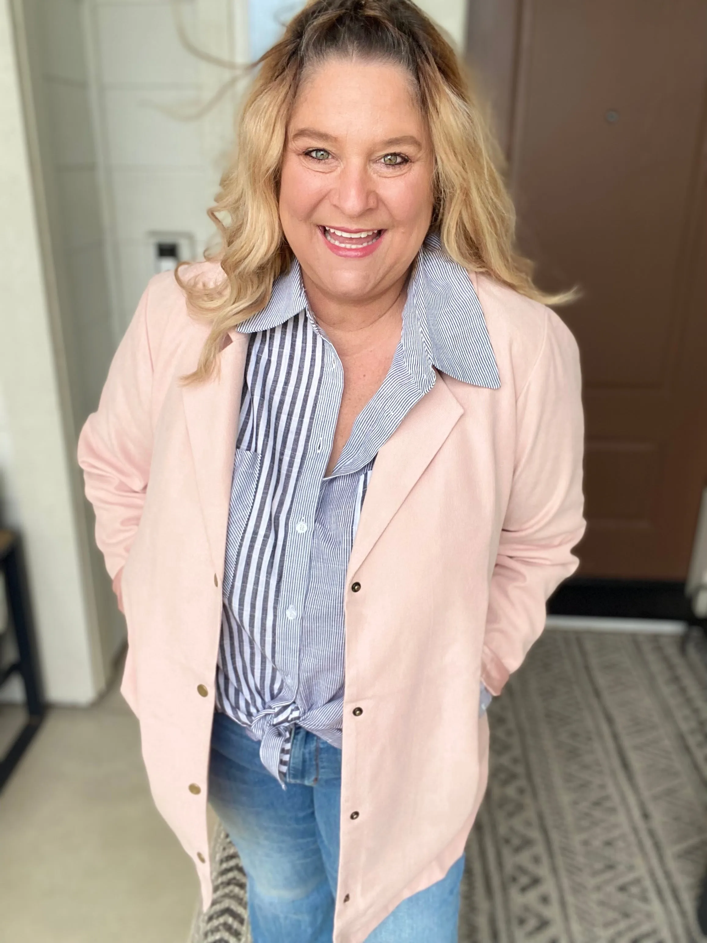 Mixed Messages Striped Button Up Blouse