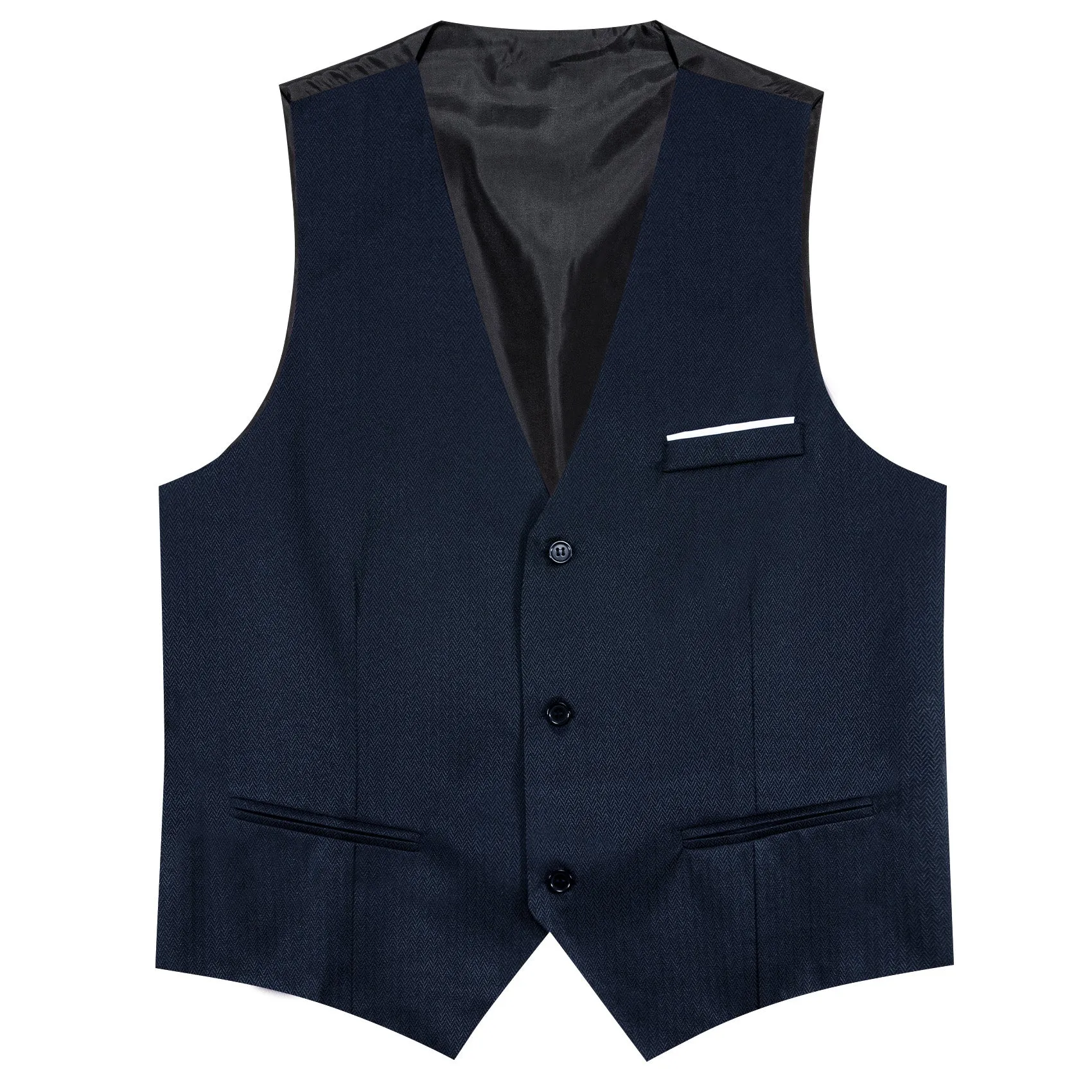 Navy Blue Solid Men's V-Neck Business Vest