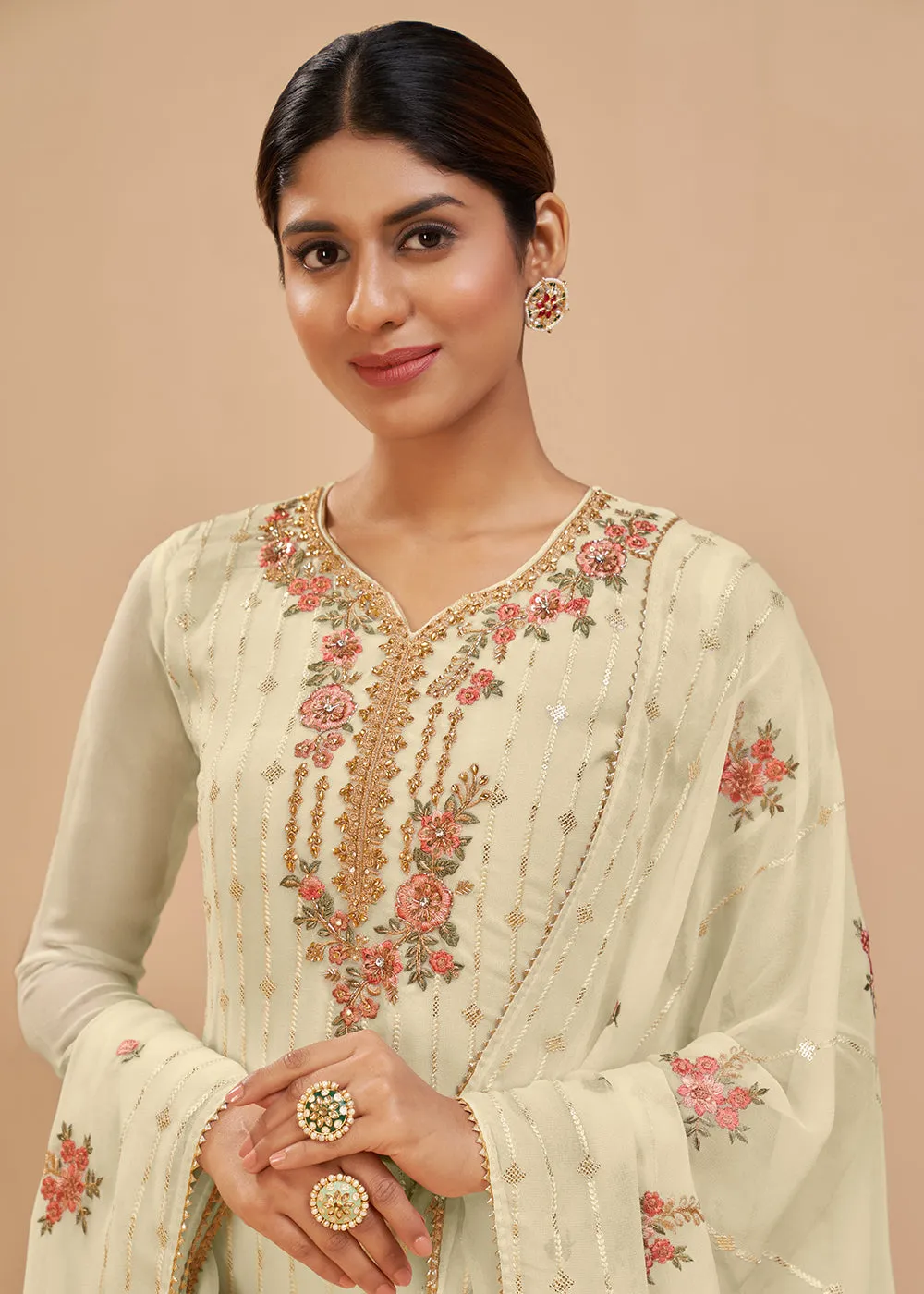 Pale Yellow Beautifully Embroidered Elegant Salwar Kameez