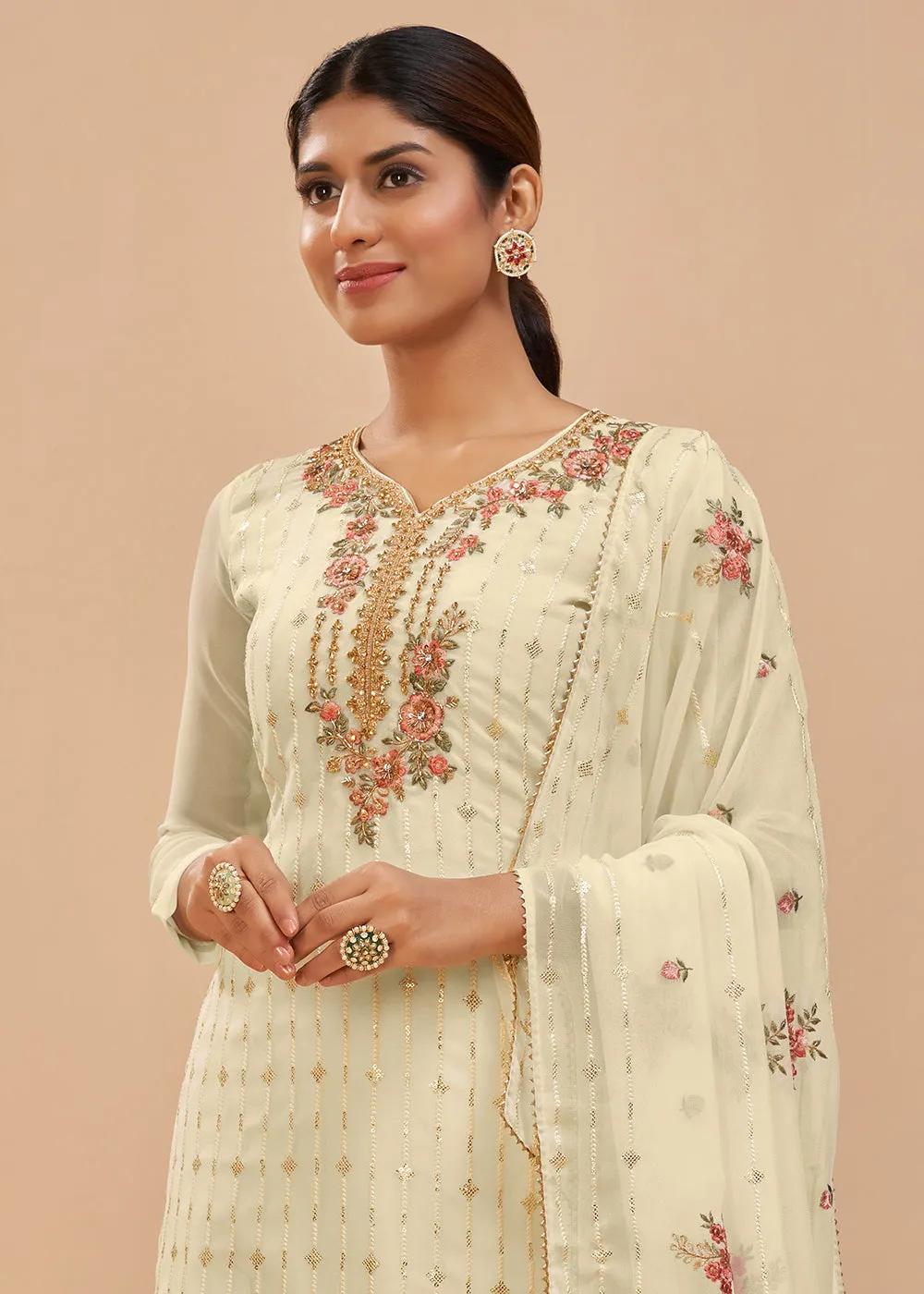 Pale Yellow Beautifully Embroidered Elegant Salwar Kameez