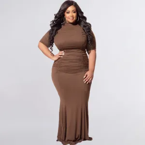 Plus Size Solid Color Short Sleeve Casual Two-Piece Suit Women Suit