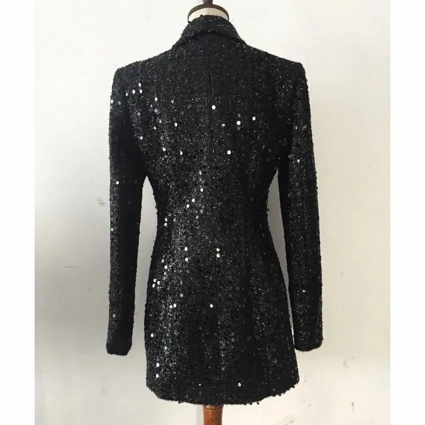 Pre Order:  Sparkling Sequined Double-Breasted Slim Blazer