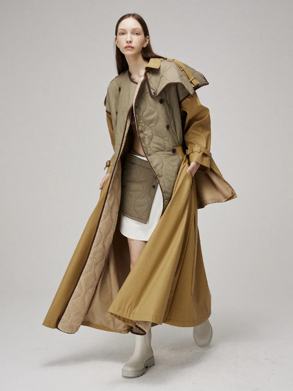 Quilting signature trench coat