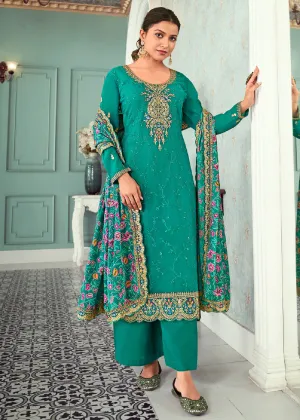 Rama Real Georgette Embroidered Pant Style Sakwar Suit