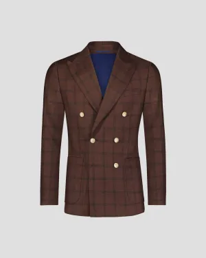 SG Double Breasted Blazer – Dark Brown Window Pane