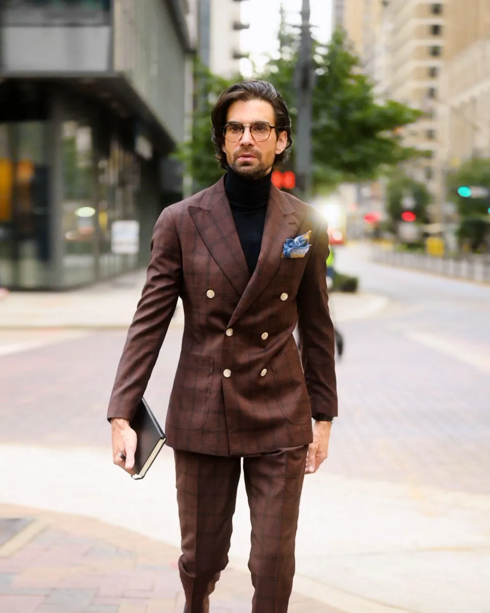 SG Double Breasted Blazer – Dark Brown Window Pane