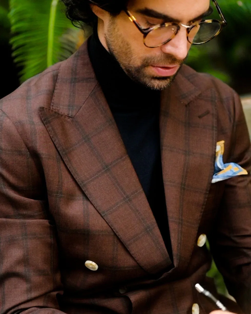 SG Double Breasted Blazer – Dark Brown Window Pane