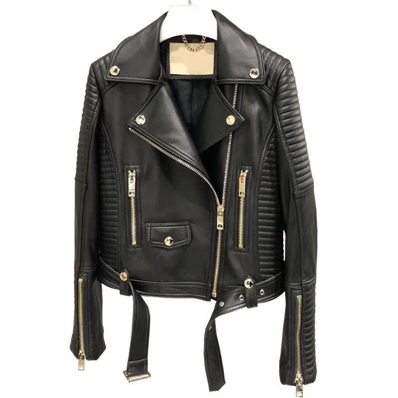 Sleuve Luxury Genuine Leather Jacket Women