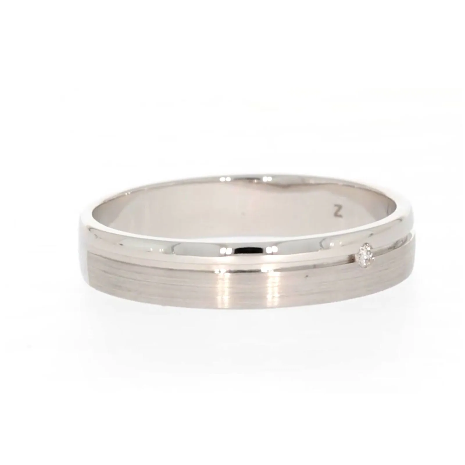 Sterling Silver Diamond Set Single Line Mens Ring