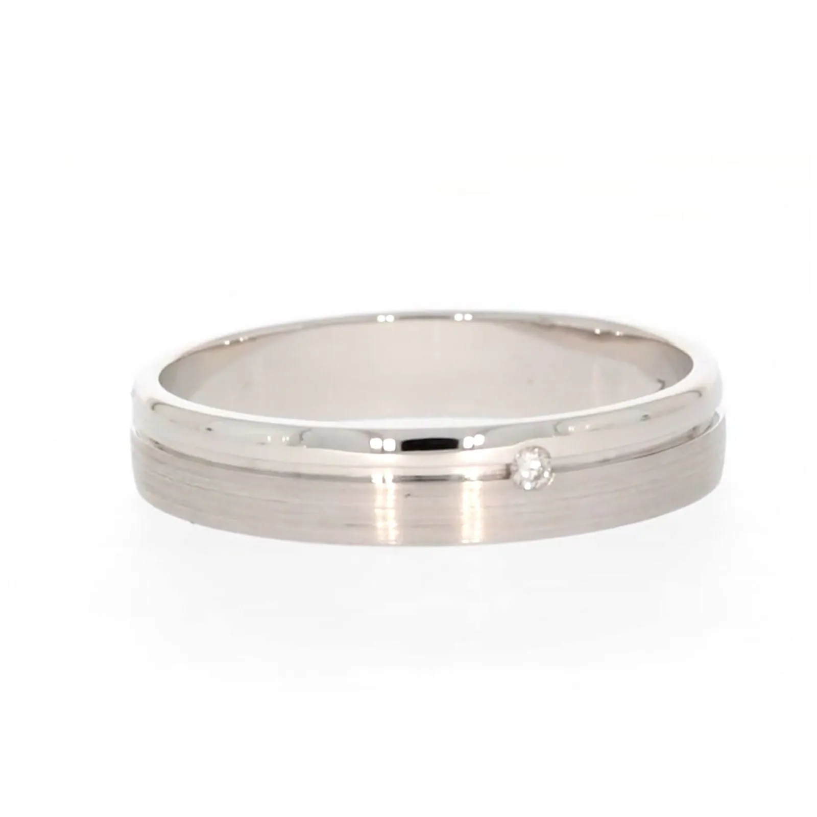 Sterling Silver Diamond Set Single Line Mens Ring