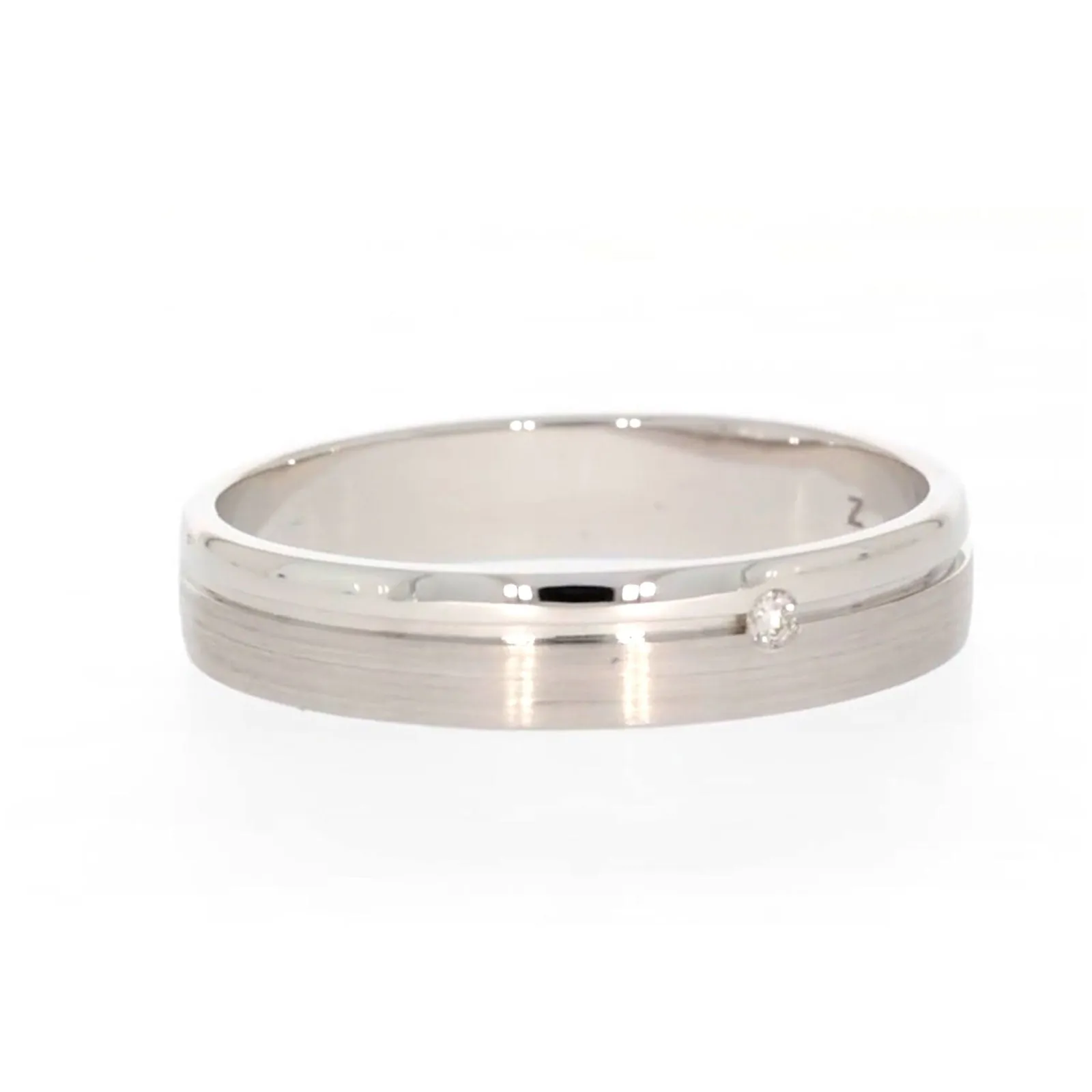 Sterling Silver Diamond Set Single Line Mens Ring