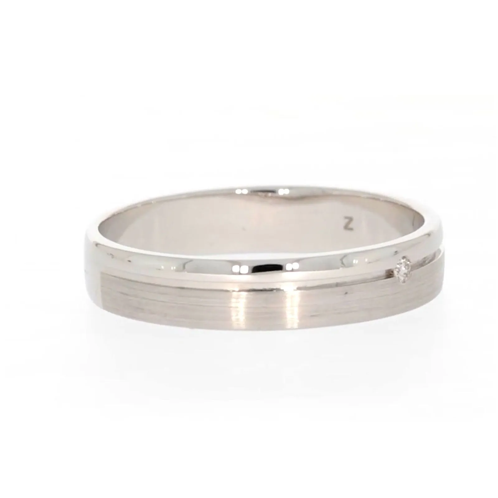 Sterling Silver Diamond Set Single Line Mens Ring