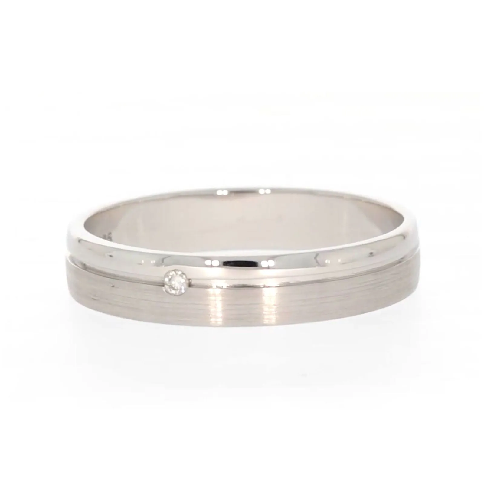 Sterling Silver Diamond Set Single Line Mens Ring