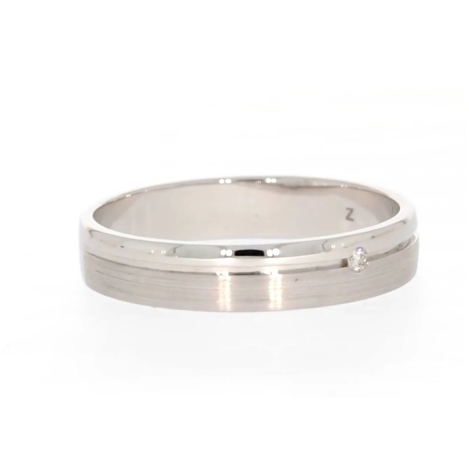 Sterling Silver Diamond Set Single Line Mens Ring