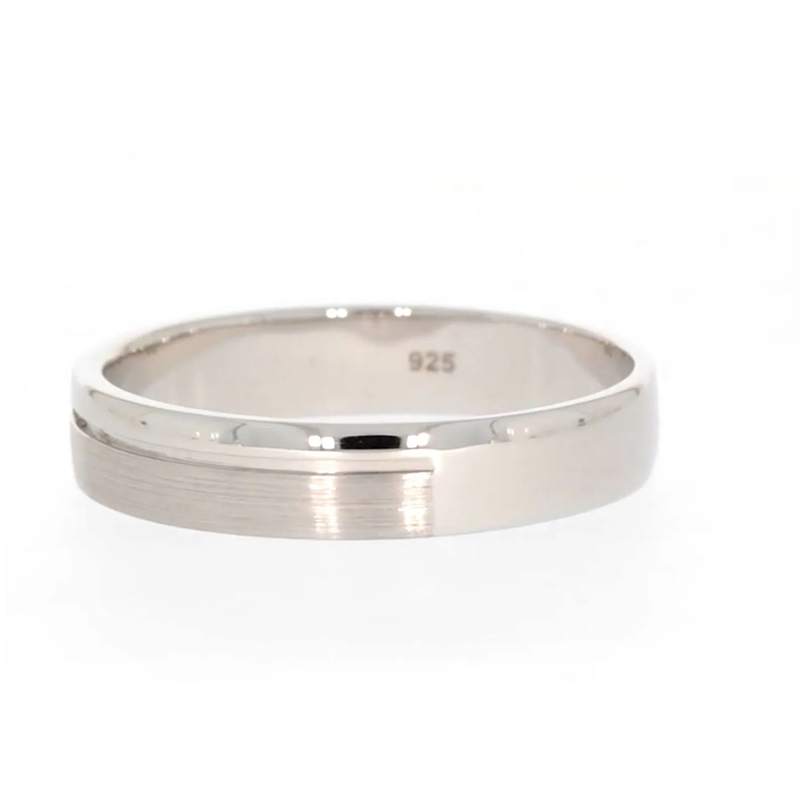 Sterling Silver Diamond Set Single Line Mens Ring