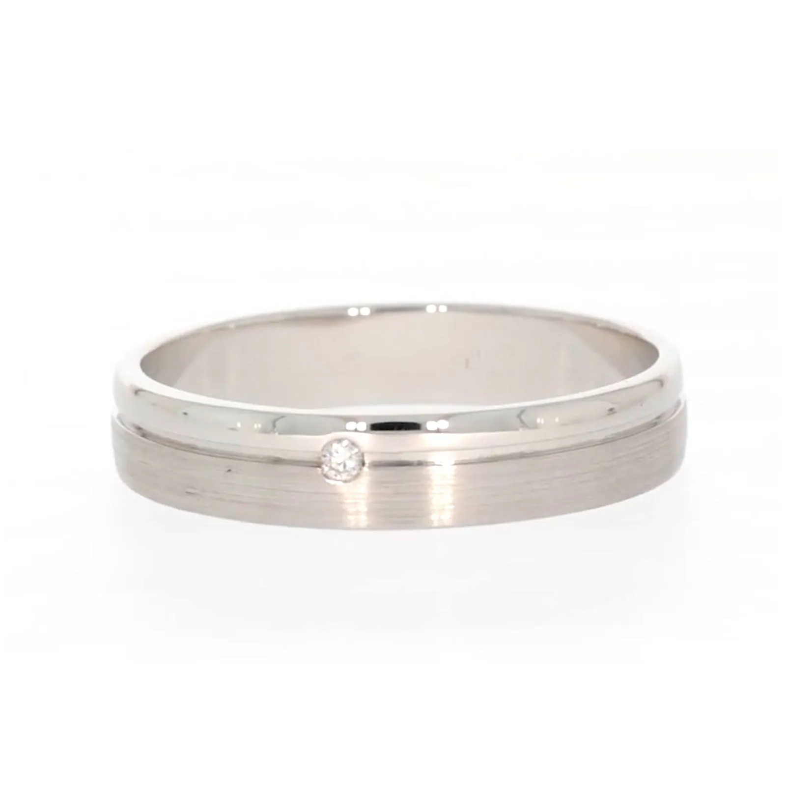 Sterling Silver Diamond Set Single Line Mens Ring