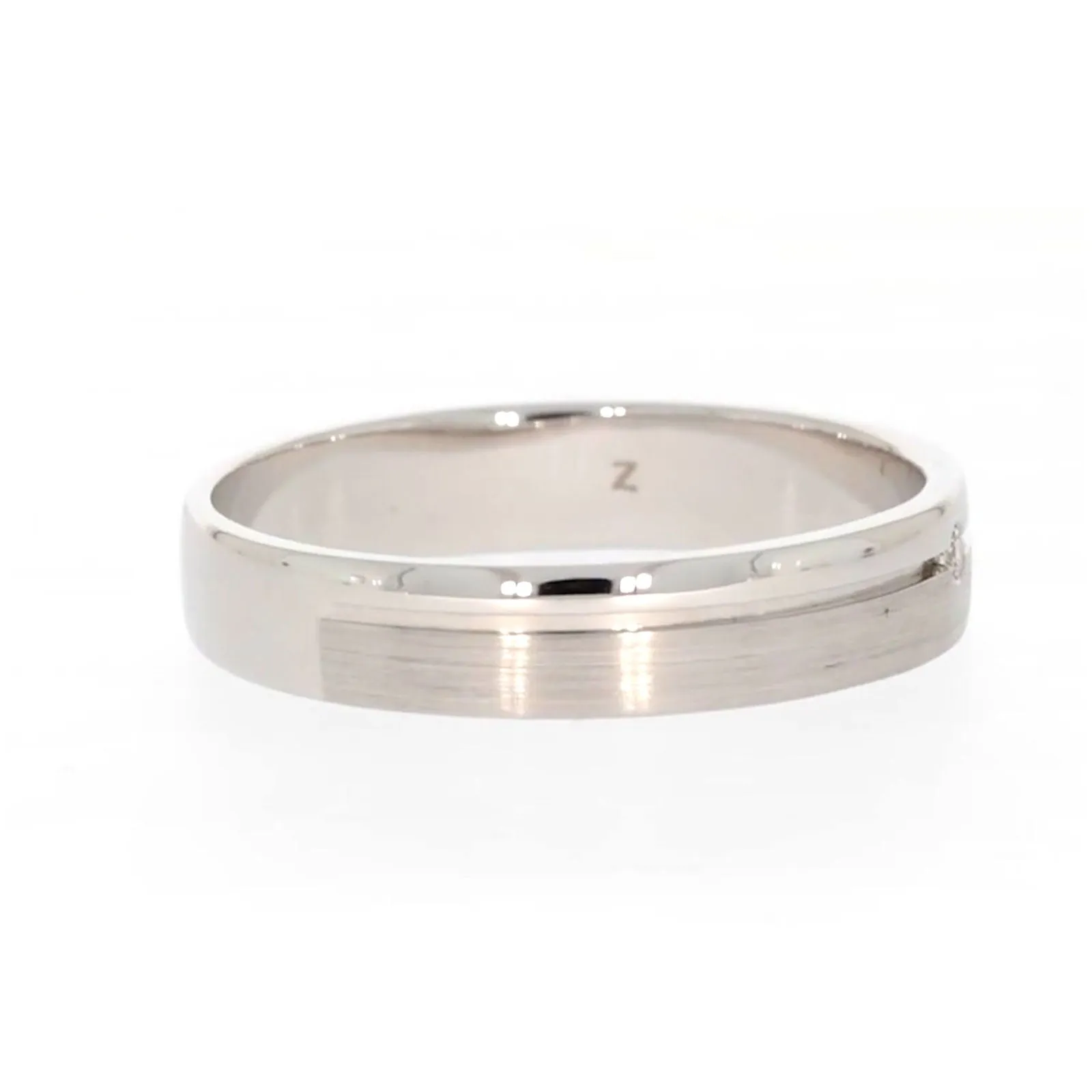 Sterling Silver Diamond Set Single Line Mens Ring