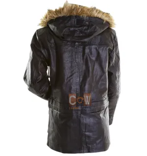 Swedish Bomber Classic Leather Hoodi Coat