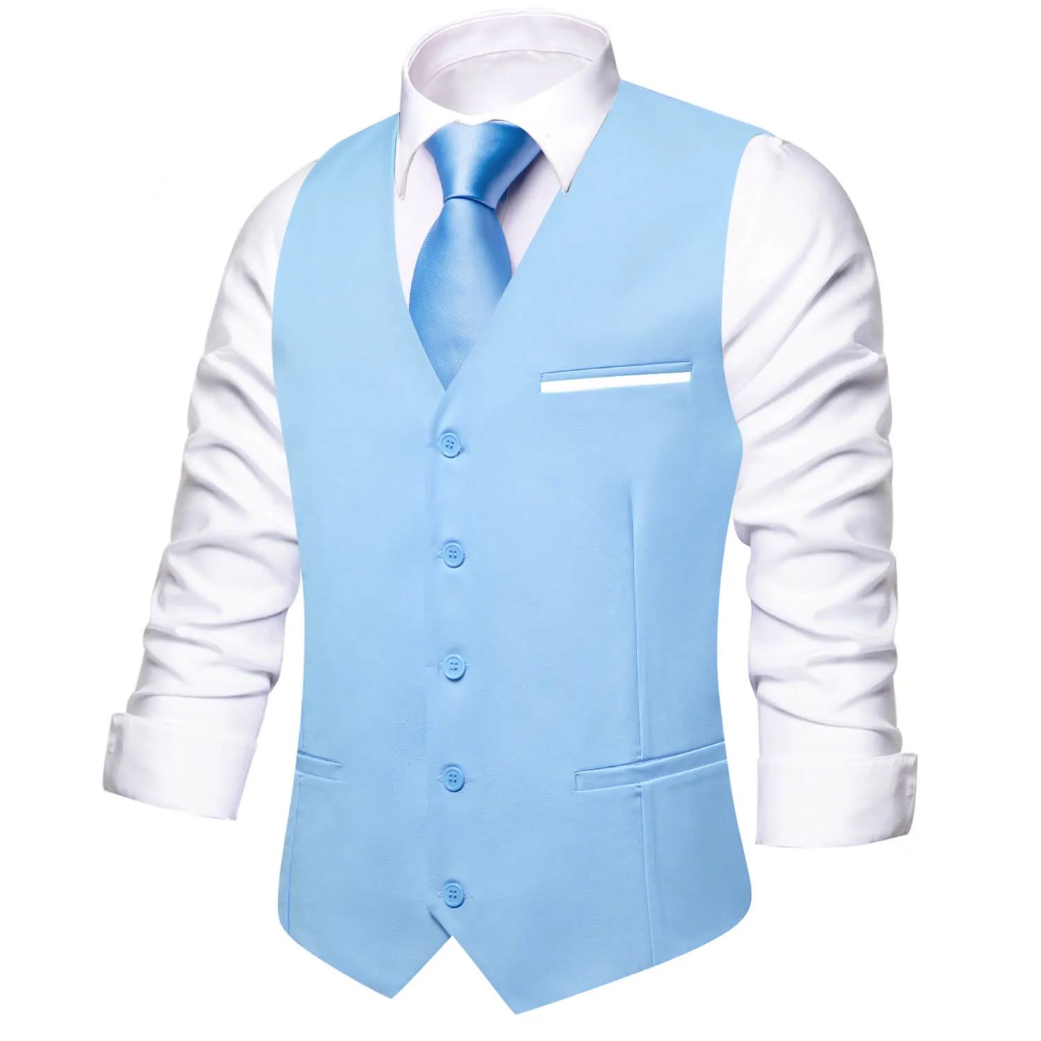 Ties2you Men's Vest Baby Blue Solid Silk Vest Business Dress Suit