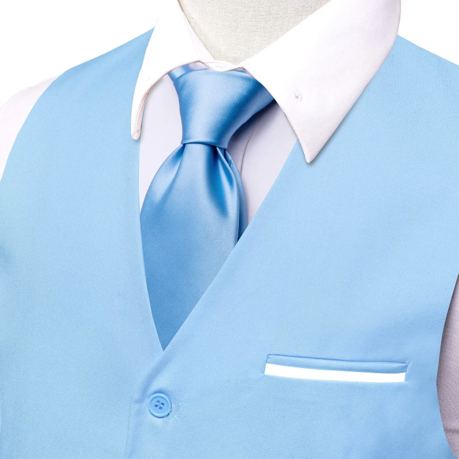 Ties2you Men's Vest Baby Blue Solid Silk Vest Business Dress Suit