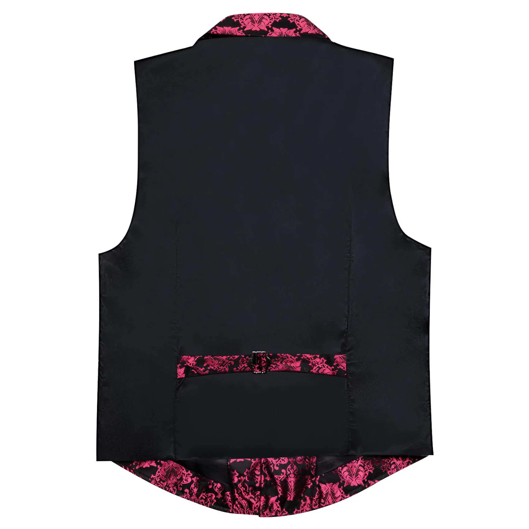 Ties2you Men's Vest Black Ruby Red Jacquard Floral Silk Suit Vest