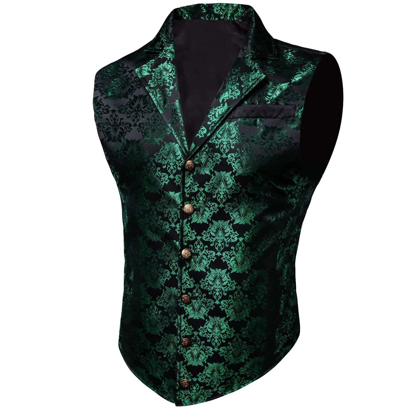 Ties2you Men's Vest Dark Green Black Floral Silk Waistcoat Suit Vest