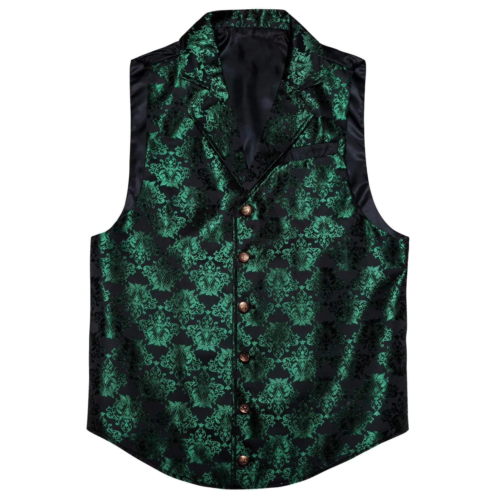 Ties2you Men's Vest Dark Green Black Floral Silk Waistcoat Suit Vest