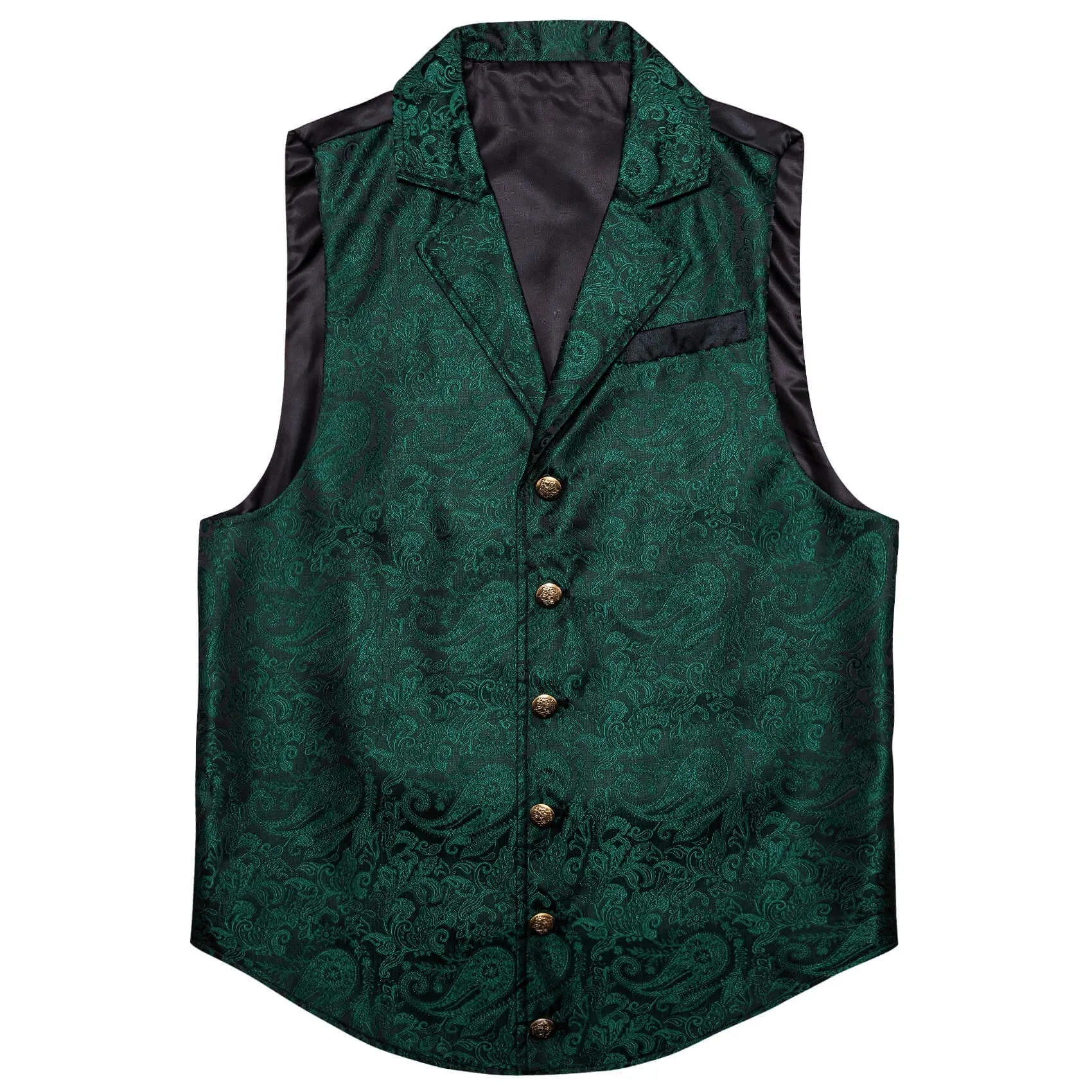 Ties2you Men's Vest Sapphire Pine Green Paisley Silk Collar Suit Vest Formal