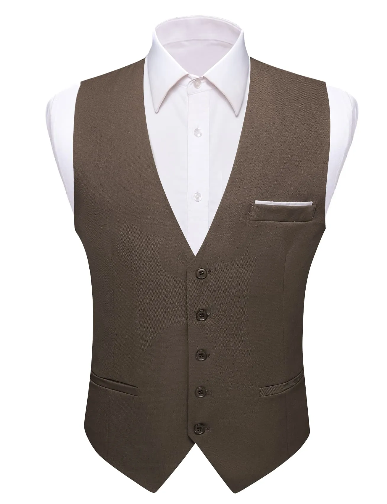 Ties2you Work Vest Chocolate Brown Solid Button Silk Mens Dress Vest Jacket for Formal