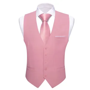 Ties2you Work Vest Mauvelous Pink Solid Button Silk Mens Dress Vest Jacket Fashion