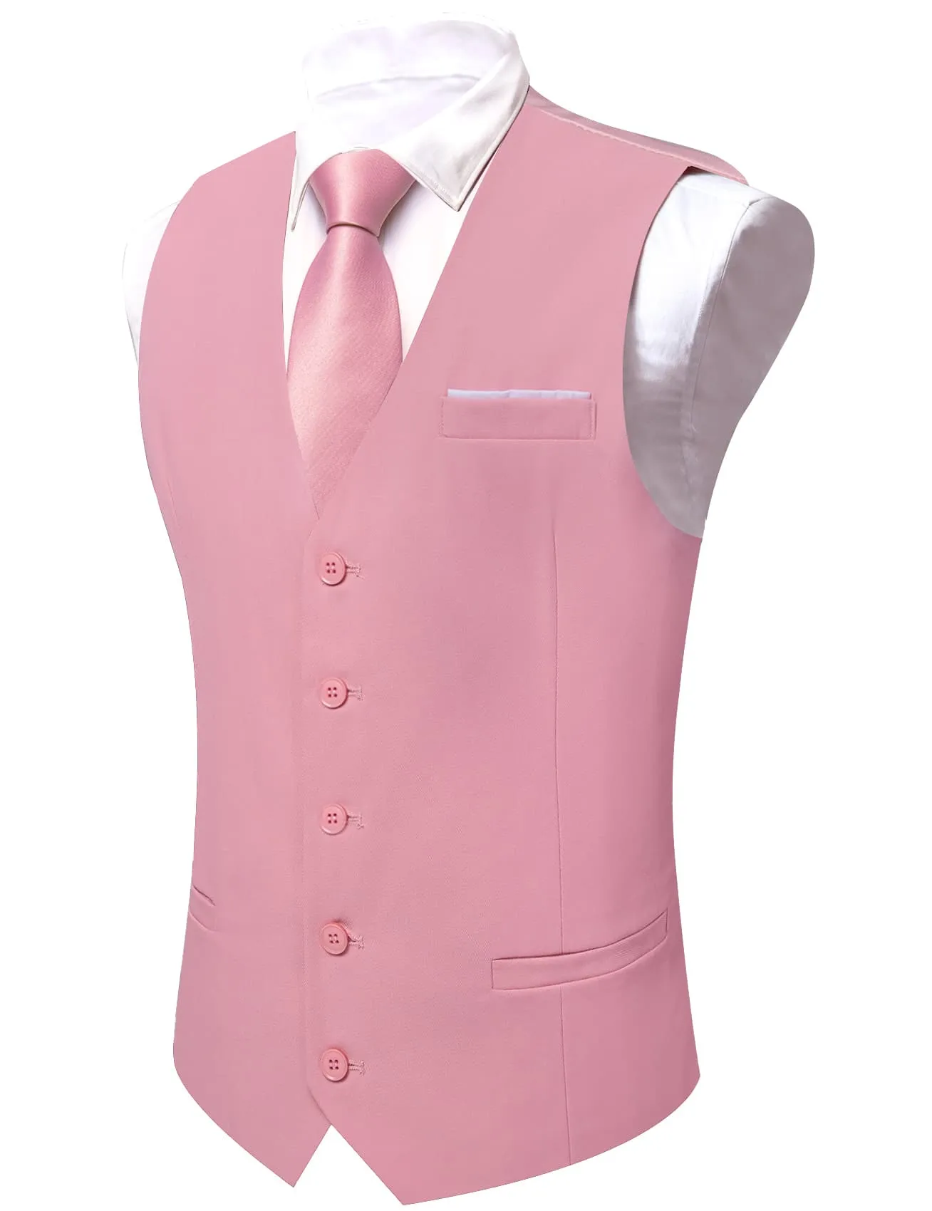 Ties2you Work Vest Mauvelous Pink Solid Button Silk Mens Dress Vest Jacket Fashion