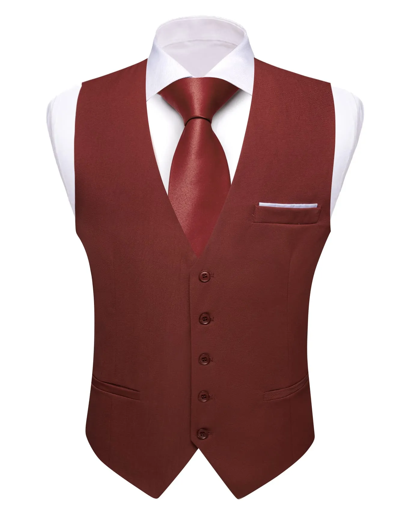 Ties2you Work Vest Wine Red Solid Button Silk Mens Dress Vest Jacket