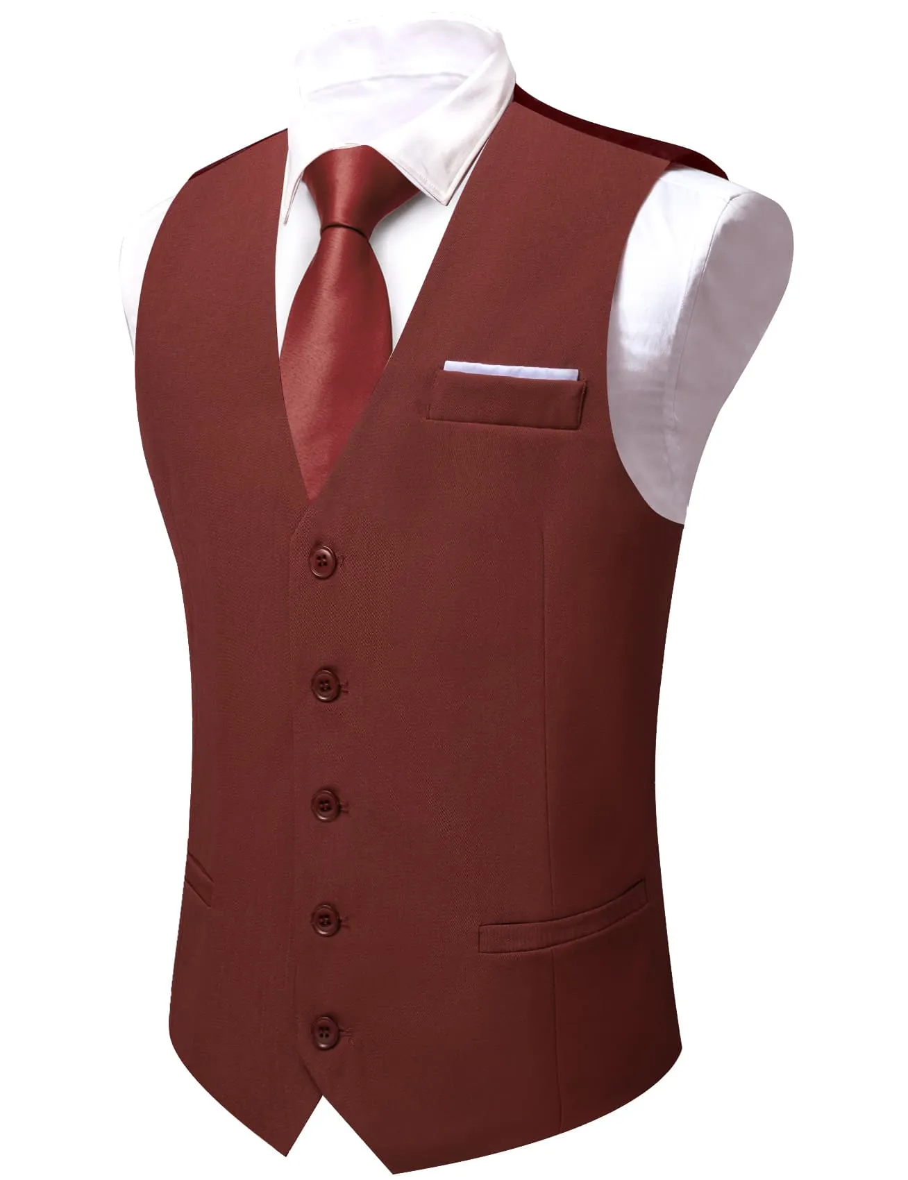 Ties2you Work Vest Wine Red Solid Button Silk Mens Dress Vest Jacket