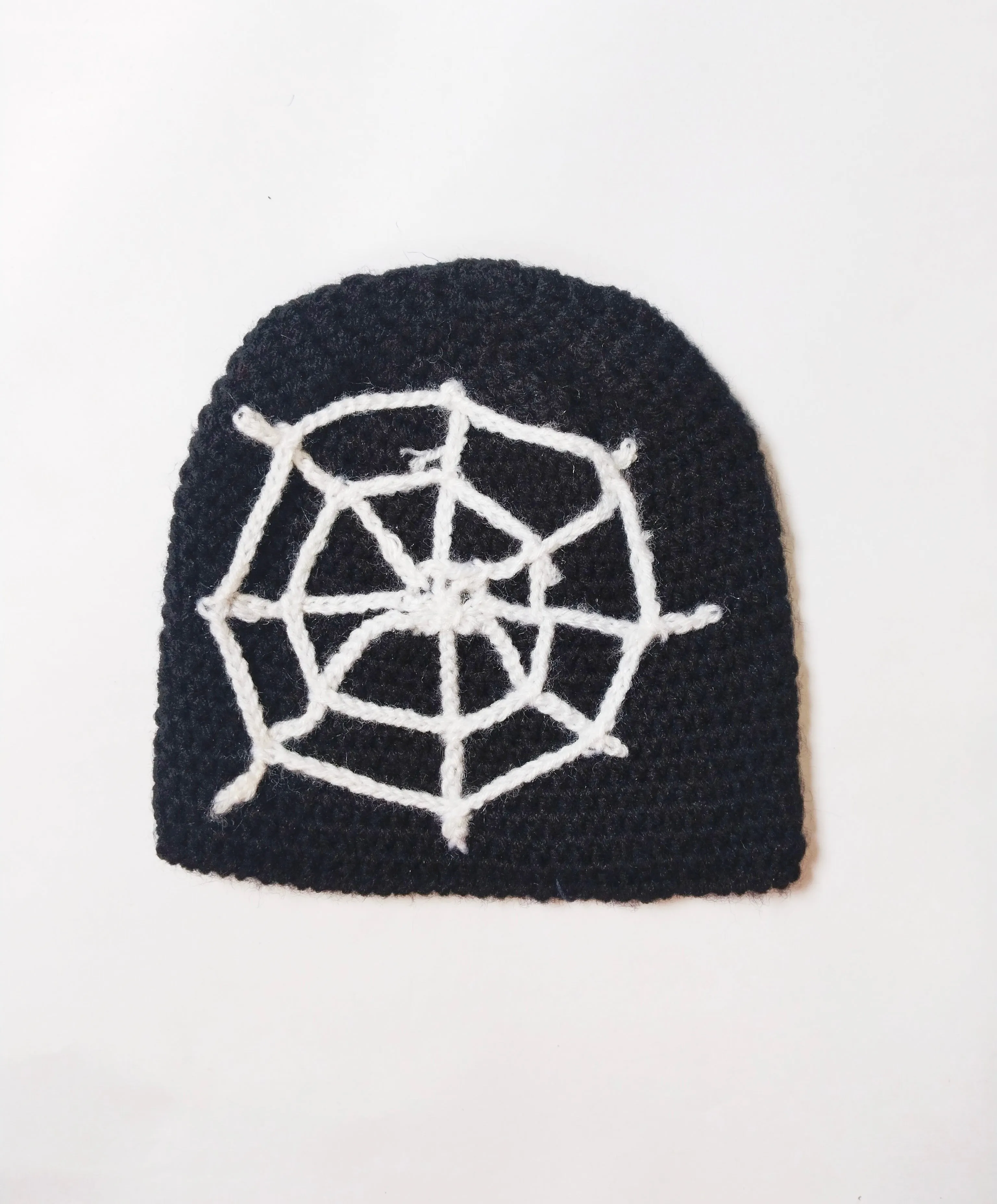 Unique Cobwebs Design Black Woolen Handmade Cap For Kids