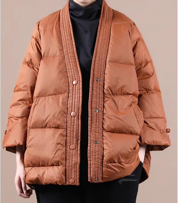 V Neck Women Winter Puffer Coat Jacket Winter Women Down Coat 11008