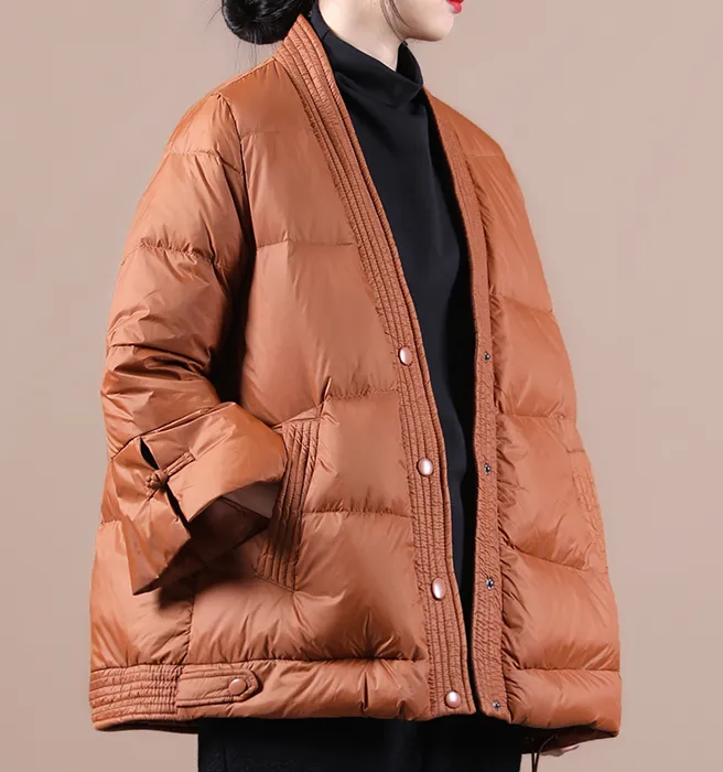 V Neck Women Winter Puffer Coat Jacket Winter Women Down Coat 11008