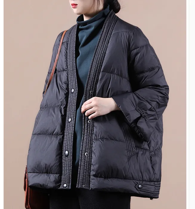 V Neck Women Winter Puffer Coat Jacket Winter Women Down Coat 11008