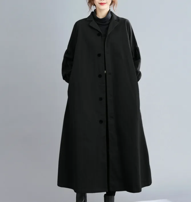 Waist line Winter Autumn Women Casual Coat Loose Long Trench Coat Jacket