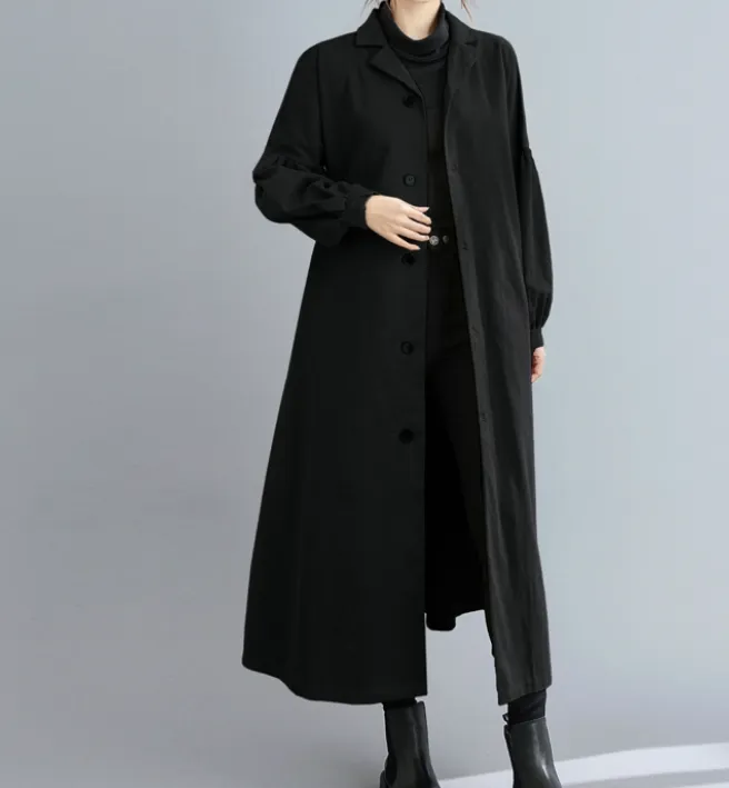 Waist line Winter Autumn Women Casual Coat Loose Long Trench Coat Jacket