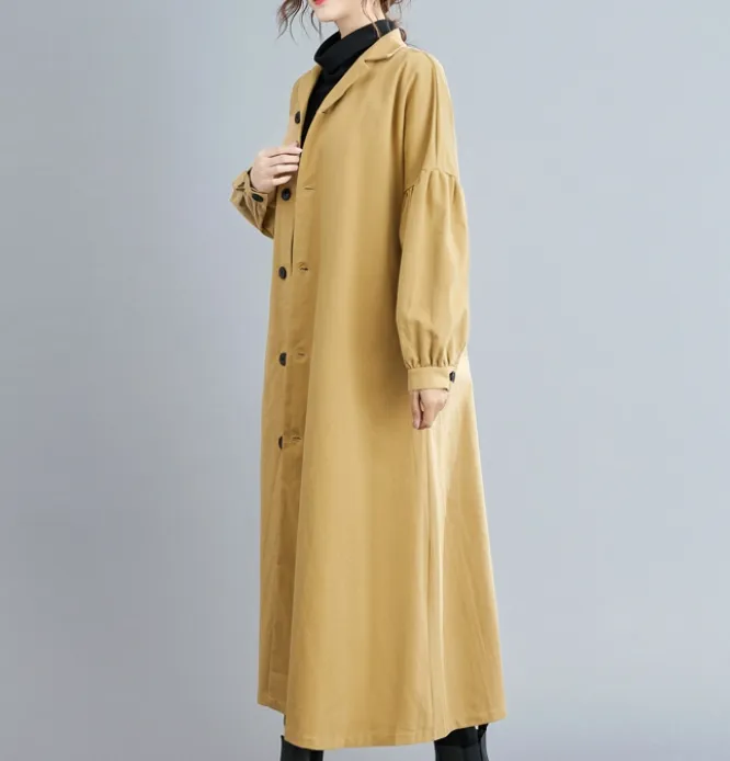 Waist line Winter Autumn Women Casual Coat Loose Long Trench Coat Jacket