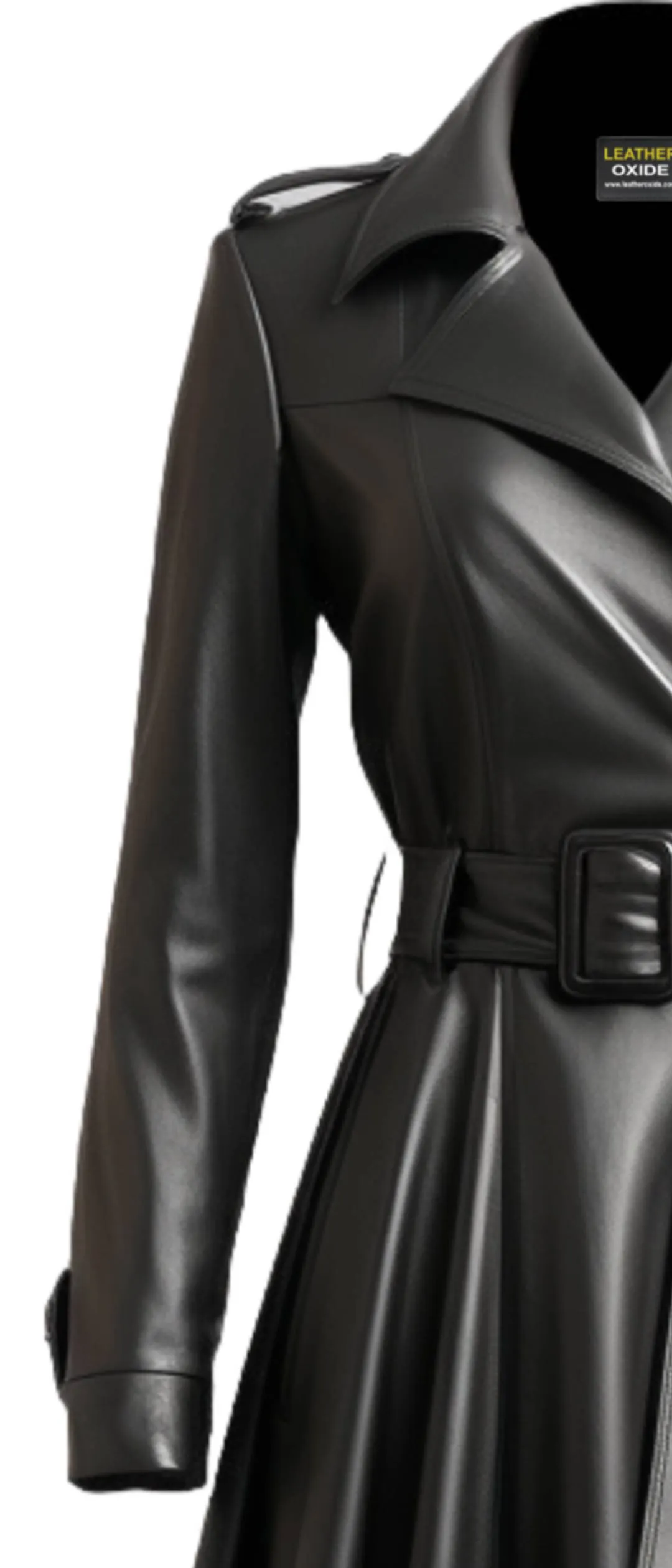 Women Black Leather Coat - Long Leather Coat