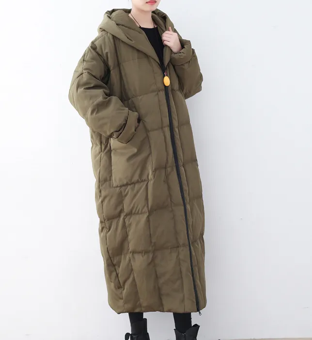 Women Long Puffer Coat Casual Loose Hooded Winter Down Jacket 3200