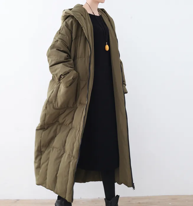 Women Long Puffer Coat Casual Loose Hooded Winter Down Jacket 3200