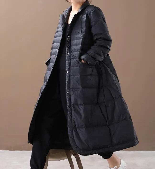 Women Winter A-line Puffer Coat,Loose Label Collar Down Jacket/2221