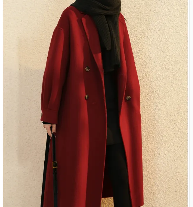 Women Wool Coat, Long Winter Wool Coat Jacket 0999