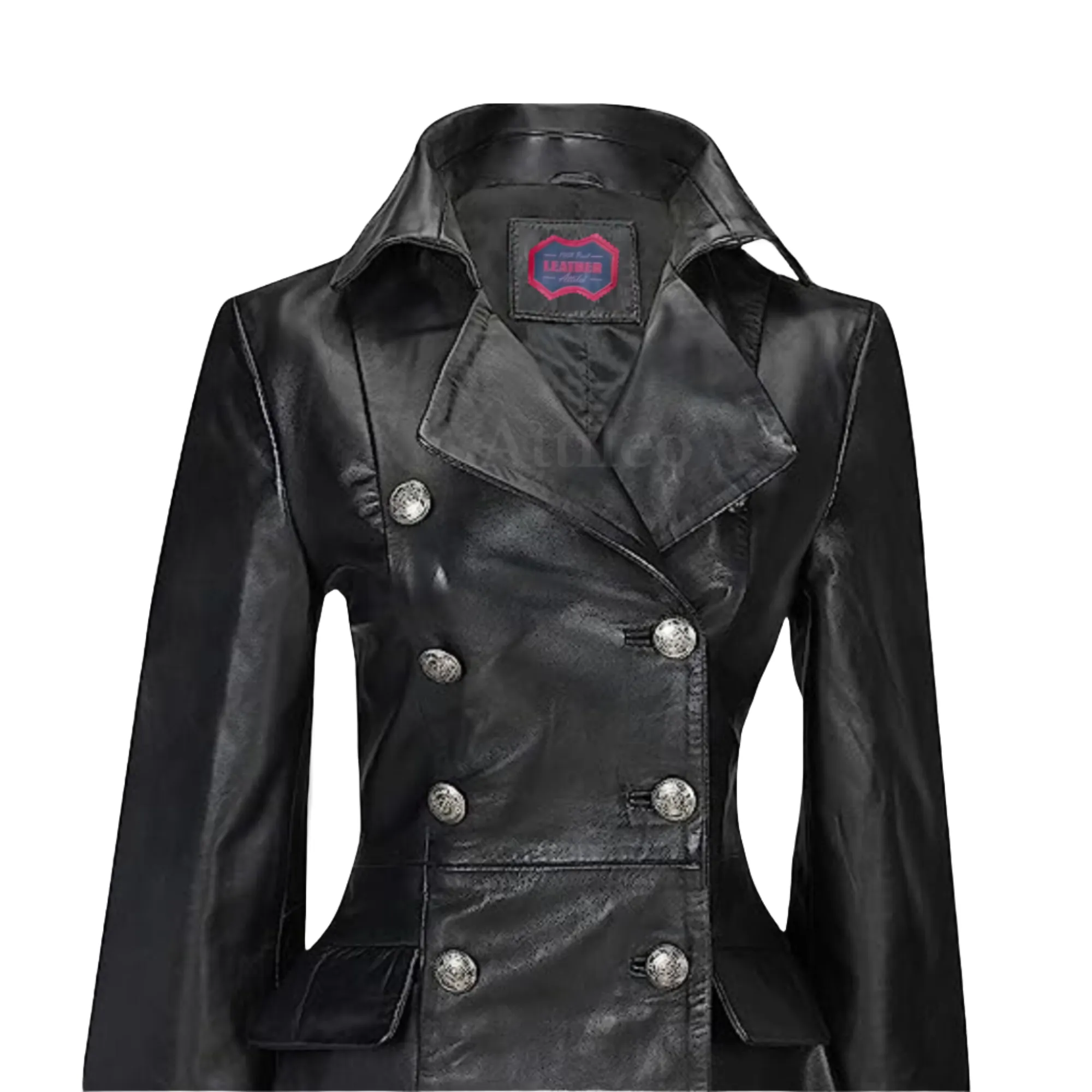 Womens Black Leather Coat